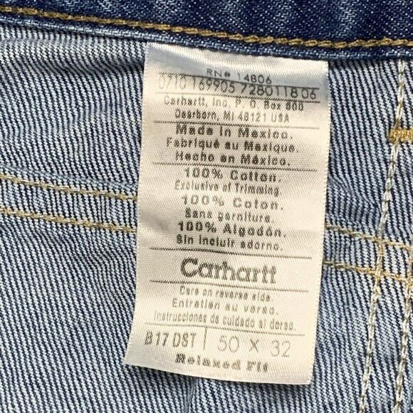 Carhartt B17 DST Relaxed Fit Men's Size 50x32 Denim Blue Jeans Dark Wash Tapered - Picture 4 of 8